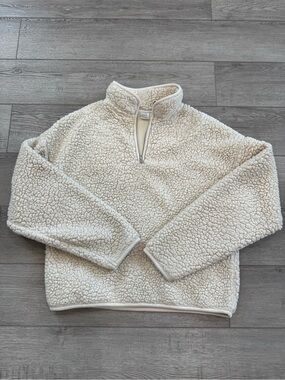 Twik by Simons Cream Sherpa Quarter-Zip Pullover Sweater
